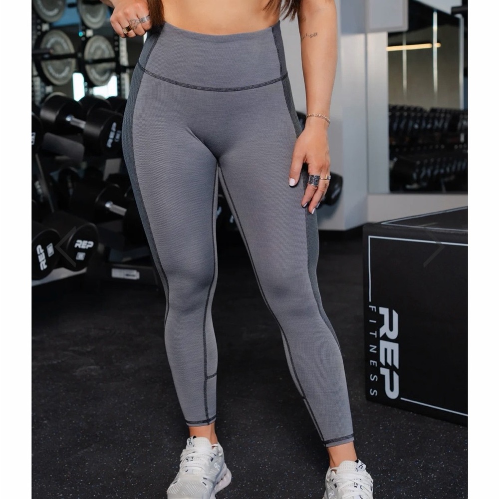 Twenty2 Nutrition The Fierce Leggings - Regular 24” Inseam, Striped Iron Gray